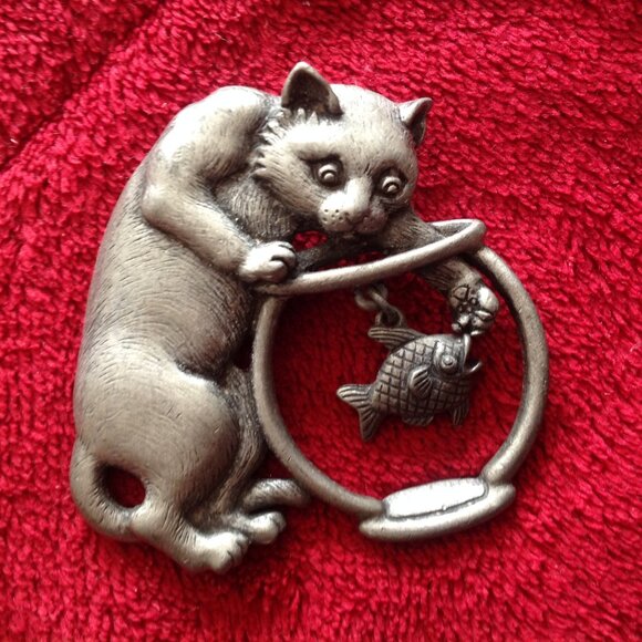 Lot of Two Pewter Jonette Jewelry Co., J.J. Cat Brooch/Pins - Picture 3 of 5